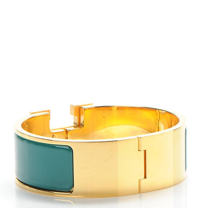Hermes Enamel Wide Clic Clac H Bracelet PM Malachite 3 of 6