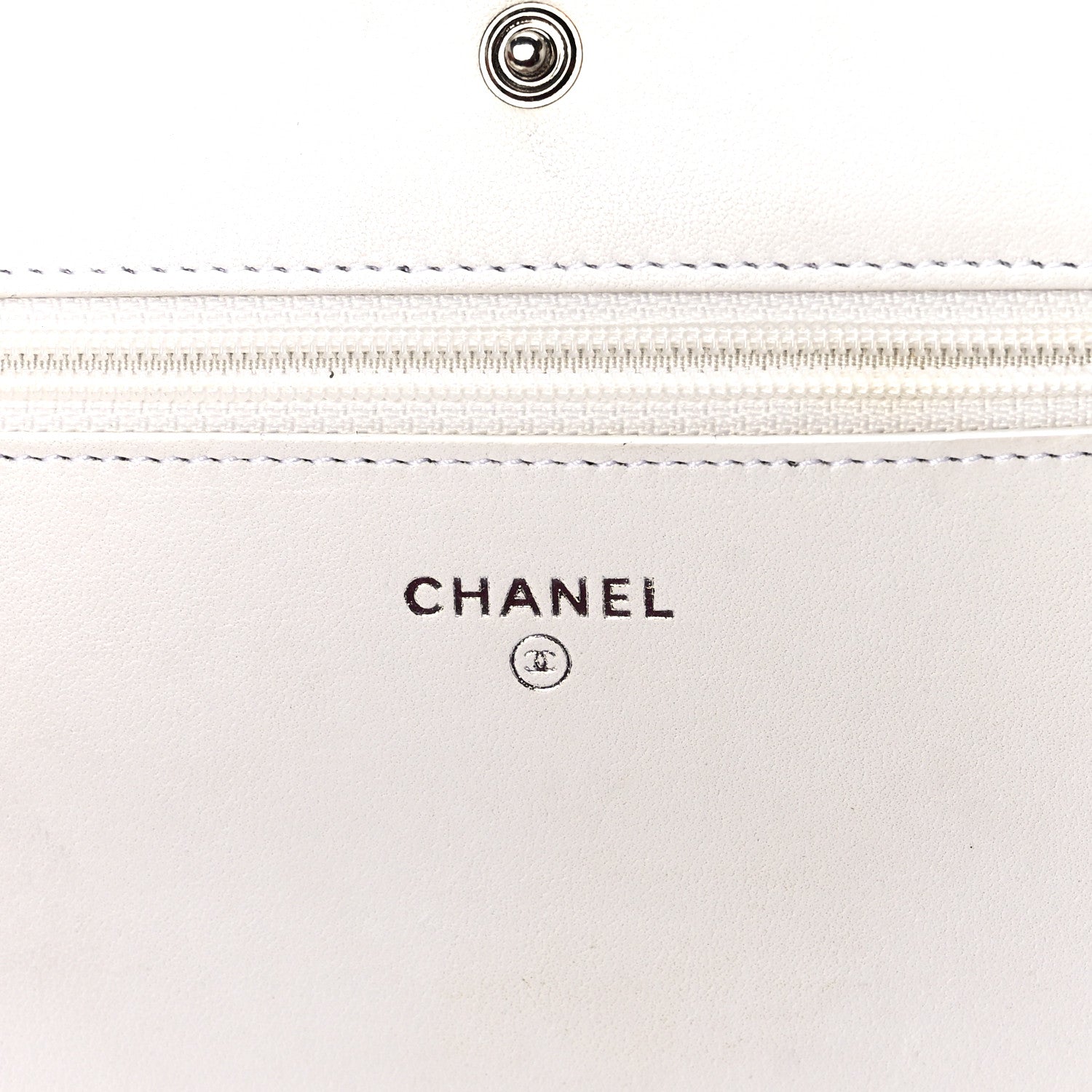 Chanel Lizard Chevron Stitched Boy Wallet On Chain WOC White Silver 6 of 12