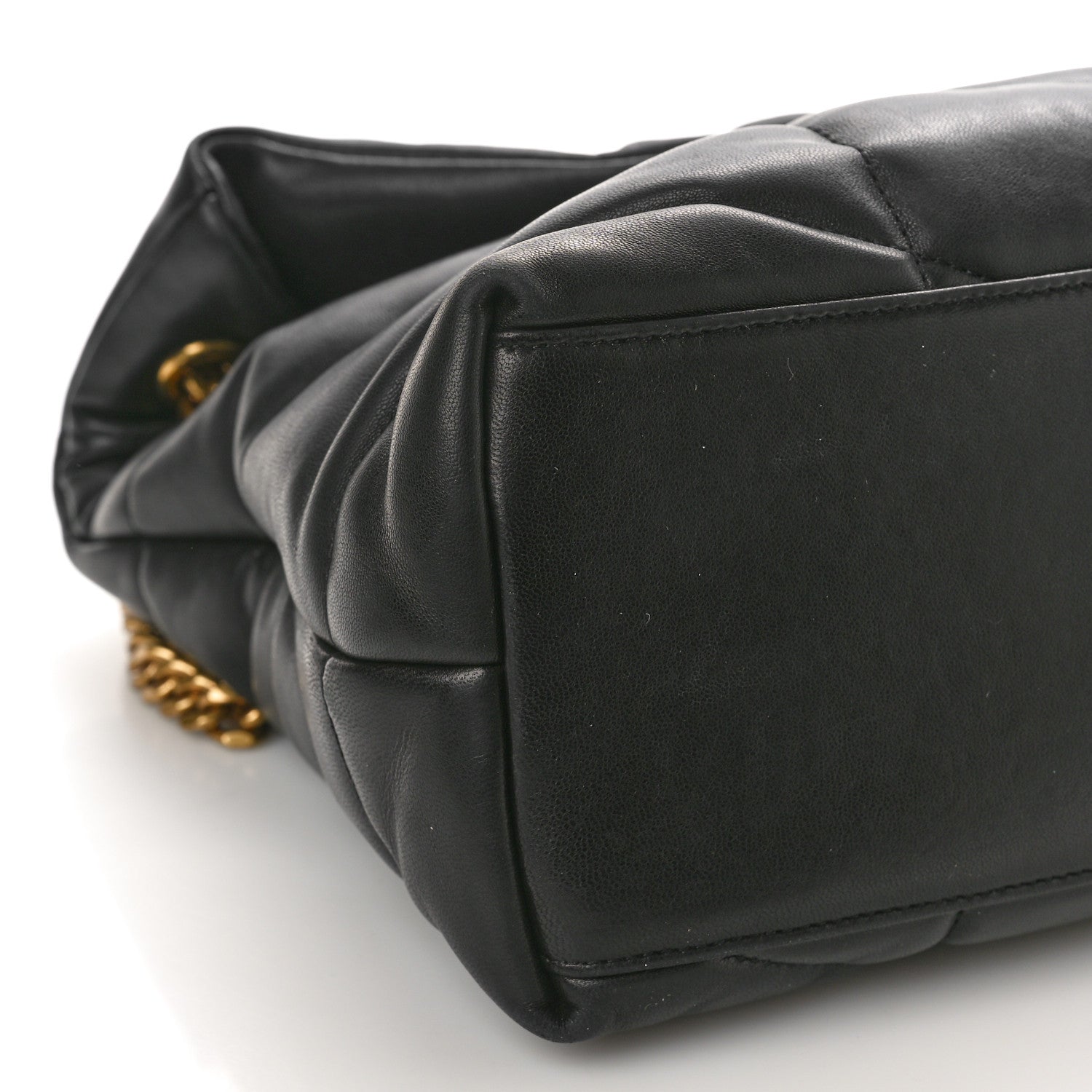 Saint Laurent Lambskin Quilted Medium Loulou Puffer Monogram Chain Satchel Black 10 of 12