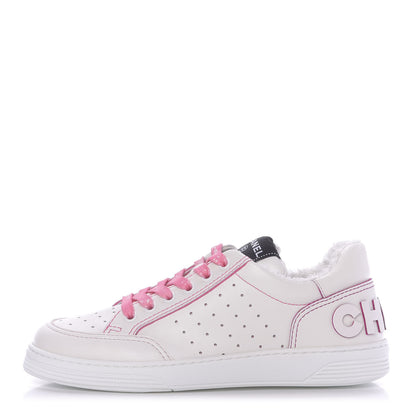 Chanel Calfskin Womens Logo Sneakers 37 White Pink 1 of 10