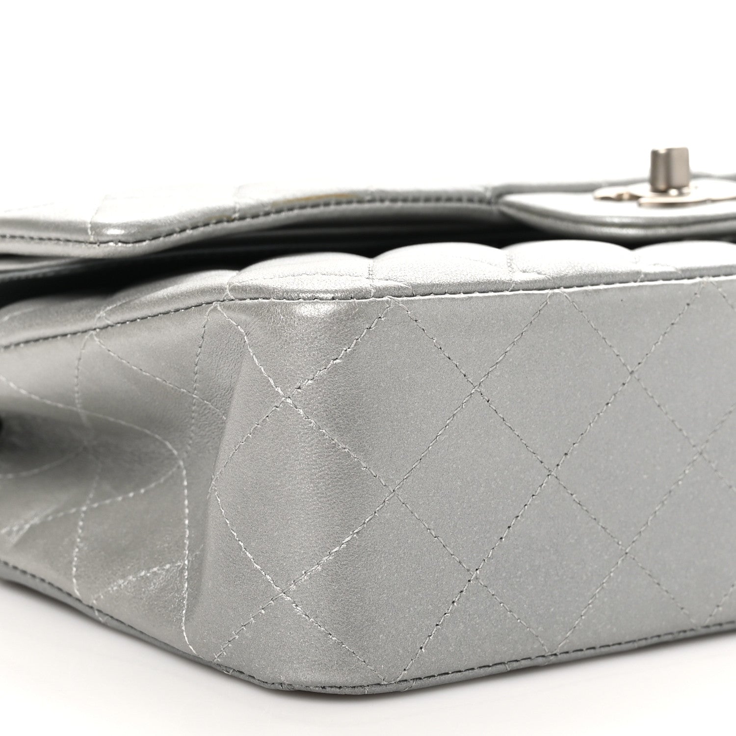 Chanel Metallic Lambskin Quilted Medium Double Flap Silver 9 of 10