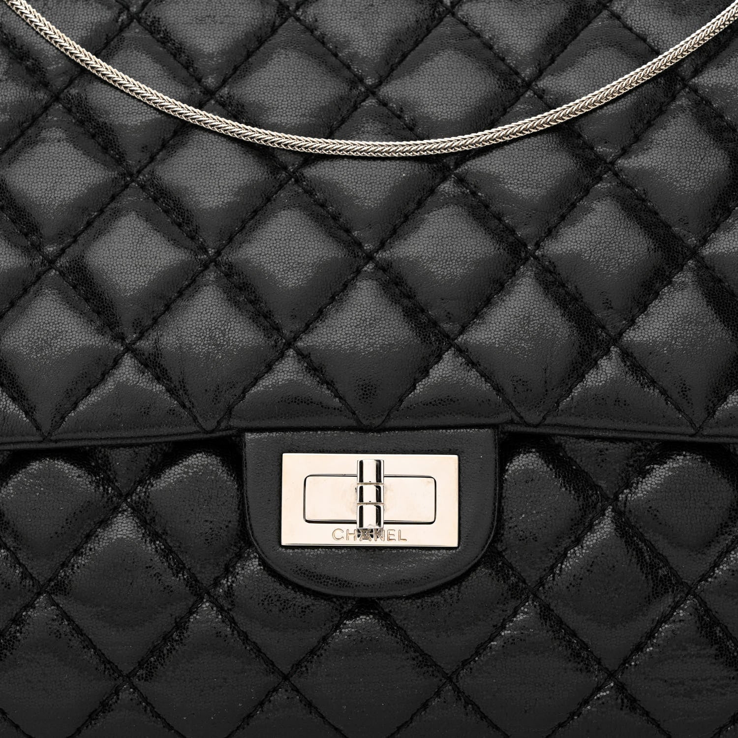Chanel Iridescent Lambskin Quilted Snake Chain 2.55 Reissue Flap Black 9 of 11