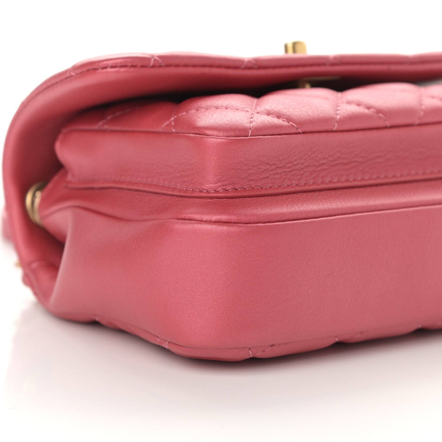 Chanel Calfskin Quilted Top Handle Flap Dark Pink 9 of 12