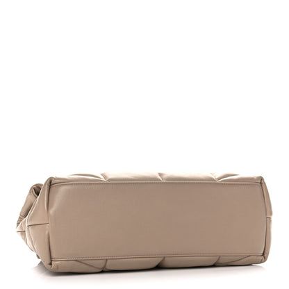 Saint Laurent Lambskin Quilted Medium Loulou Puffer Monogram Chain Satchel Dark Beige 3 of 11