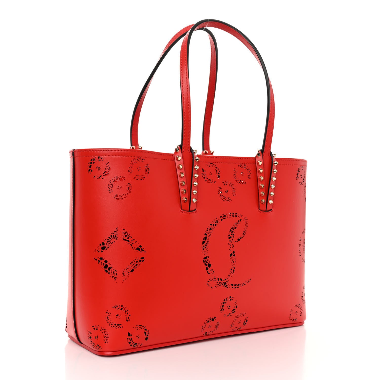 Christian Louboutin Calfskin Loubinthesky Perforated Small Cabata Tote Ole 4 of 10