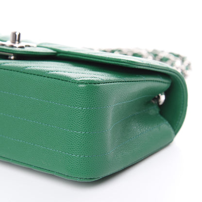 Chanel Caviar Chevron Quilted Mini Rectangular Flap Dark Green 9 of 9