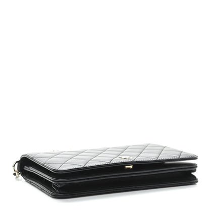 Chanel Iridescent Lambskin Quilted Pearl Wallet On Chain WOC Black 4 of 16