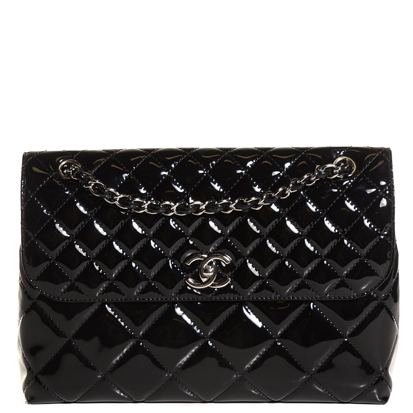 Vinyl Quilted In the Business Flap Bag Black