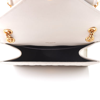 Saint Laurent Grain De Poudre Textured Mixed Matelasse Medium Triquilt Monogram Satchel Crema Soft 5 of 12