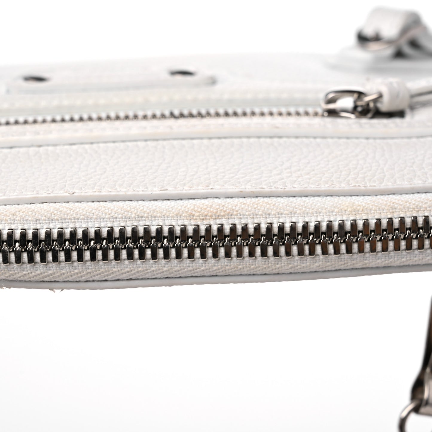 Grained Calfskin Classic Silver Hardware Reporter Crossbody White