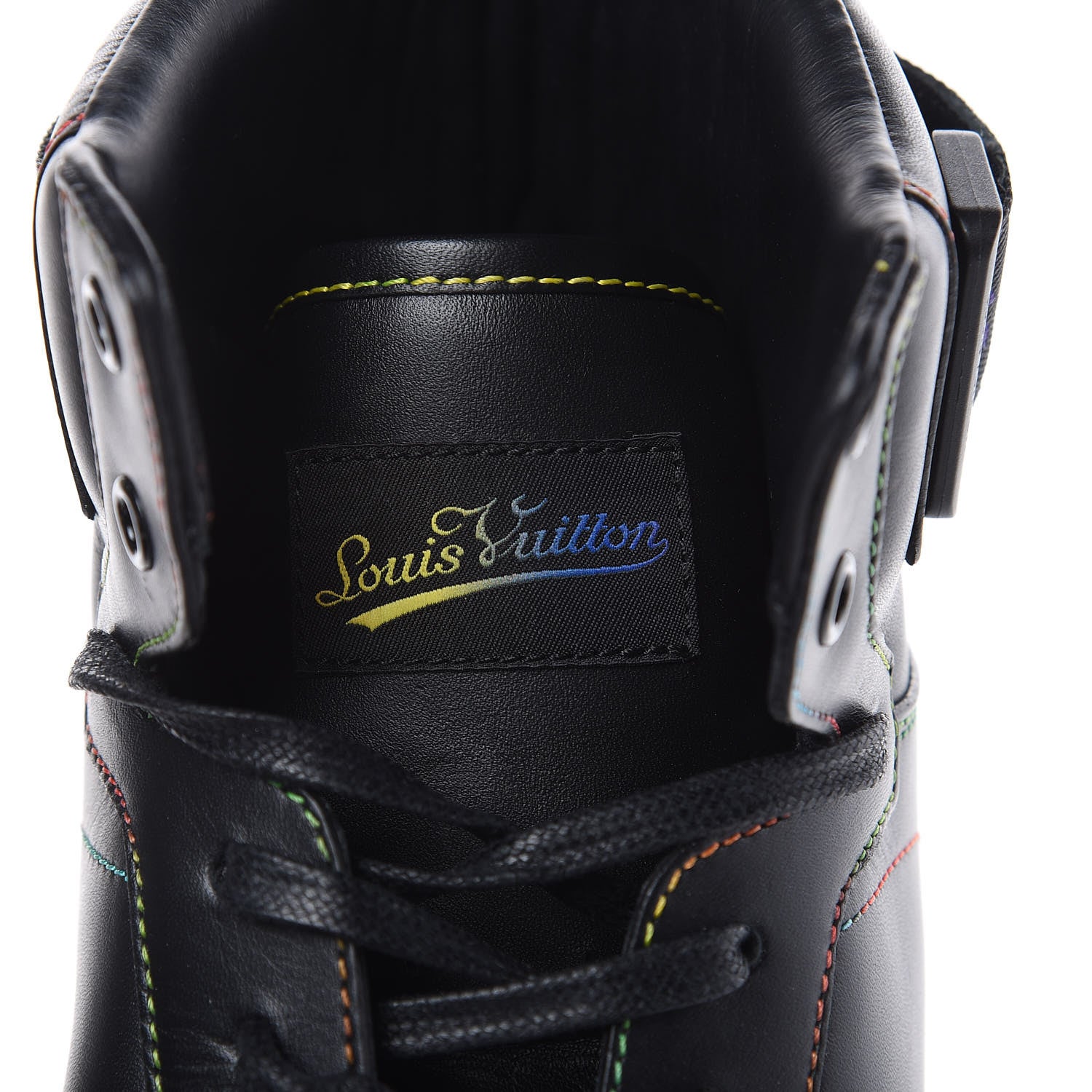 Louis Vuitton Calfskin Rivoli High Top Sneakers 10.5 Black Multicolor 7 of 10