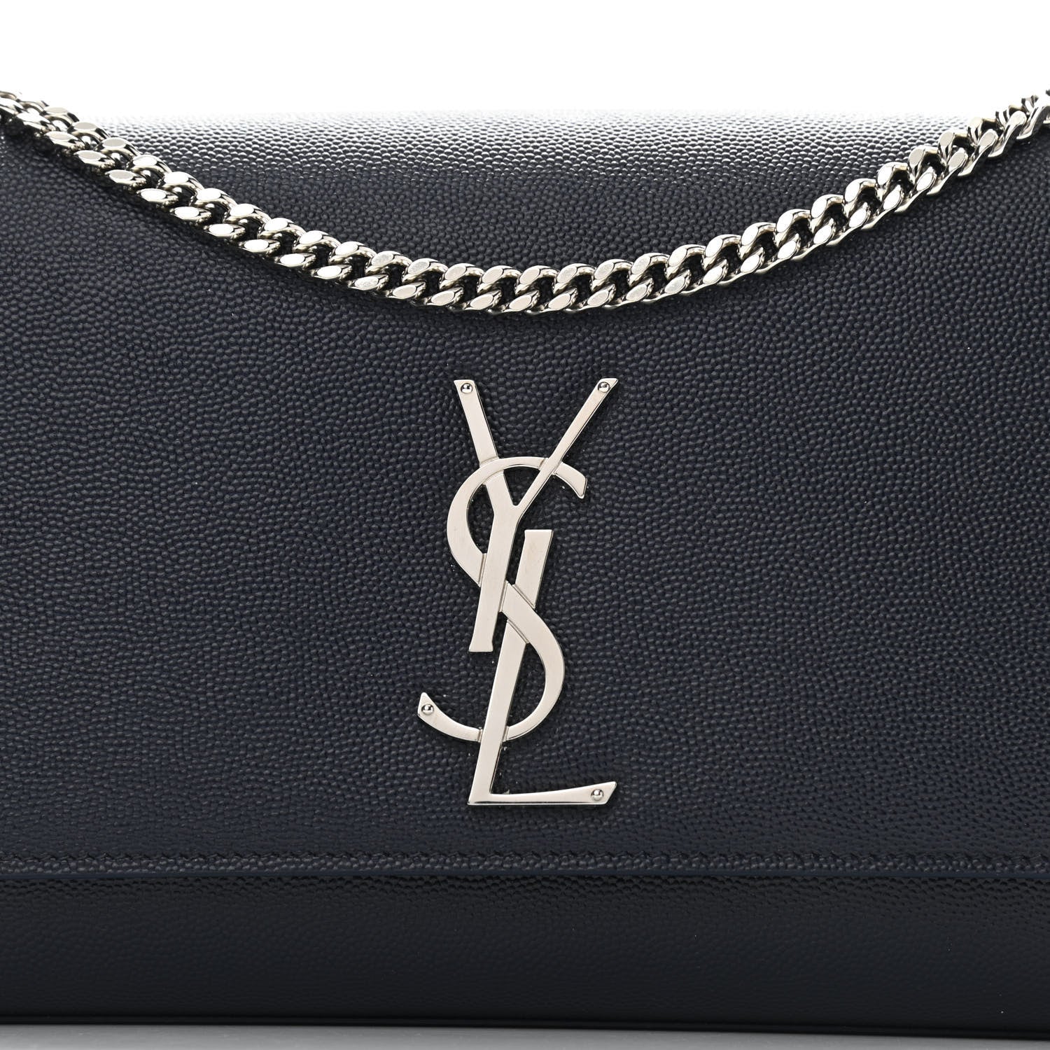 Saint Laurent Grain De Poudre Medium Classic Monogram Kate Satchel Deep Marine 6 of 9