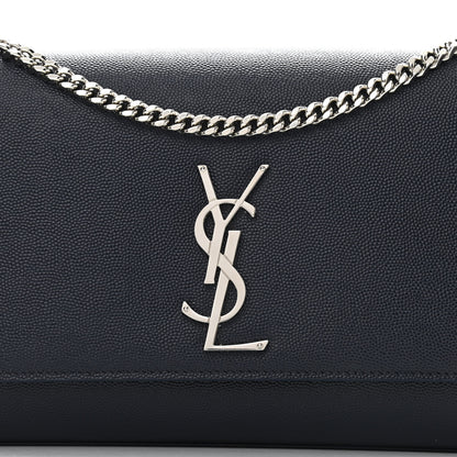 Saint Laurent Grain De Poudre Medium Classic Monogram Kate Satchel Deep Marine 6 of 9