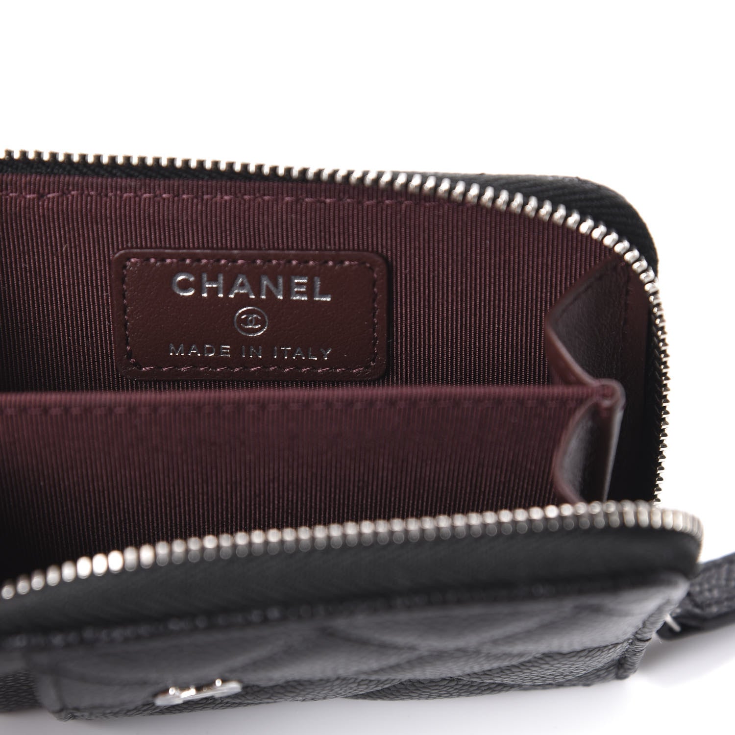 Chanel Caviar Quilted Zip Card Holder Black 7 of 9