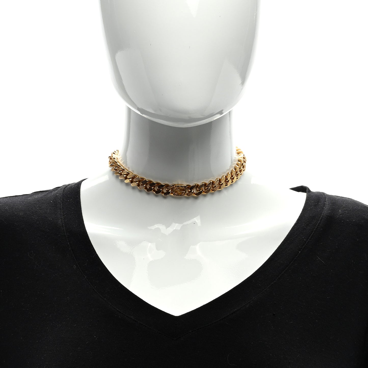 Interlocking G Script Choker Necklace Gold