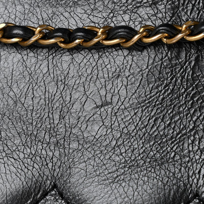 Chanel Metallic Aged Calfskin Quilted Drawstring Shopping Tote Dark Grey 13 of 14