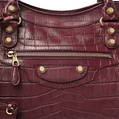 Balenciaga Calfskin Crocodile Embossed Giant 12 Gold Hardware City Violet Prune 7 of 9