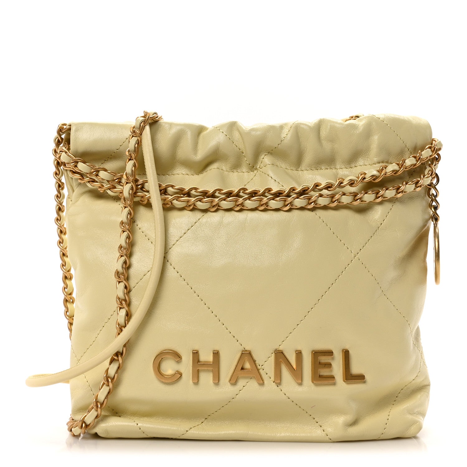 Chanel Shiny Calfskin Quilted Mini Chanel 22 Light Yellow 1 of 10
