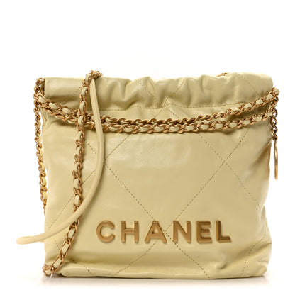 Chanel Shiny Calfskin Quilted Mini Chanel 22 Light Yellow 1 of 10