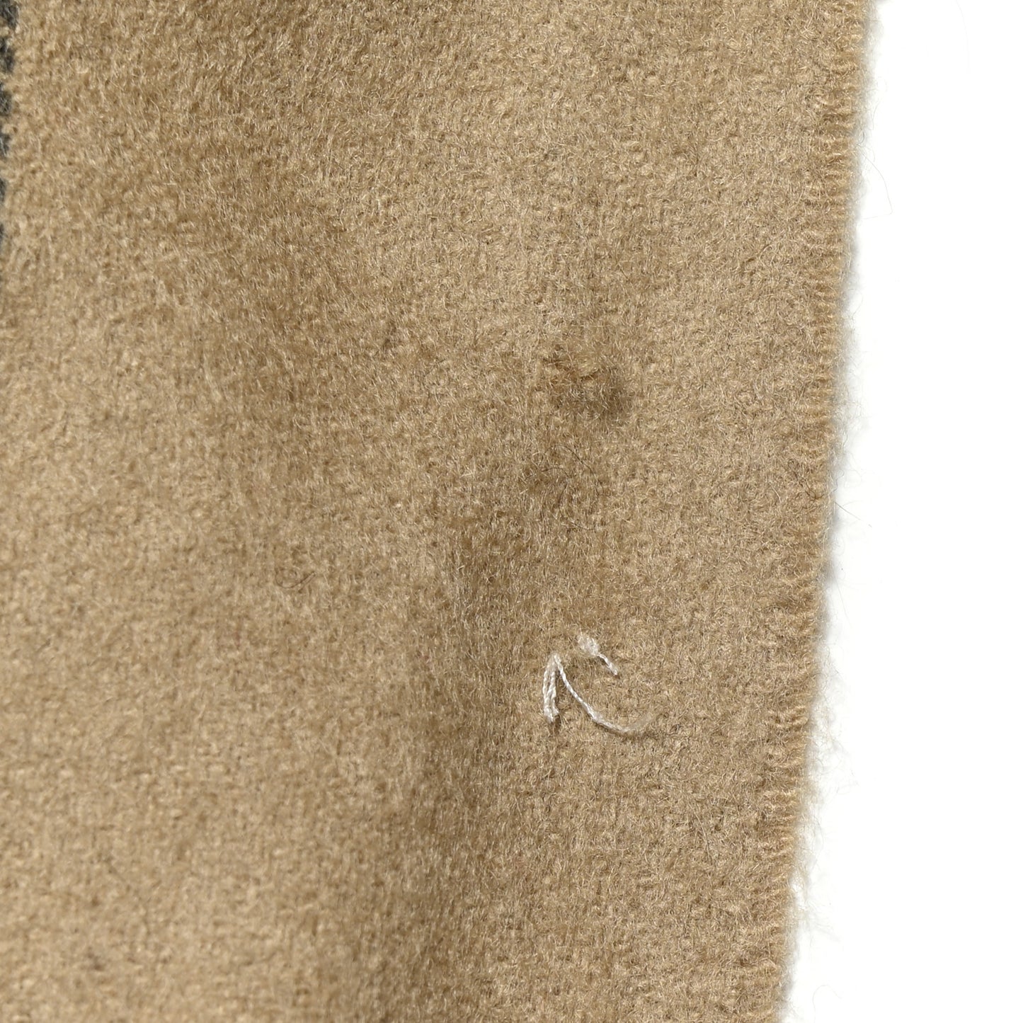 Cashmere Giant Check Fringe Scarf Camel