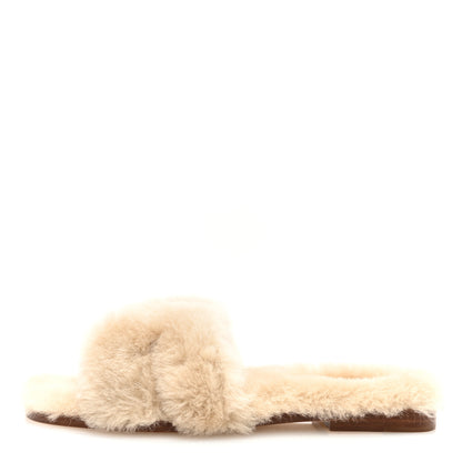 Hermes Woolskin Oran Sandals 39 Beige Argile 1 of 8
