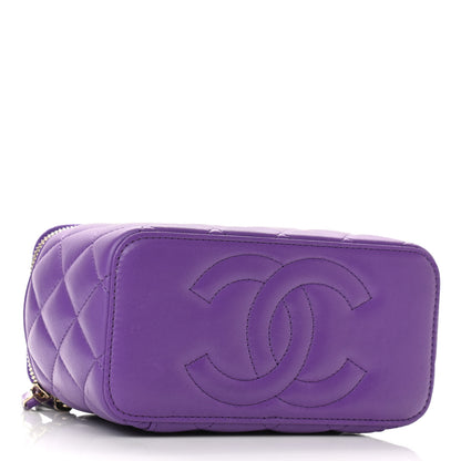 Chanel Lambskin Quilted Small Top Handle Vanity Case With Chain Purple 4 of 12