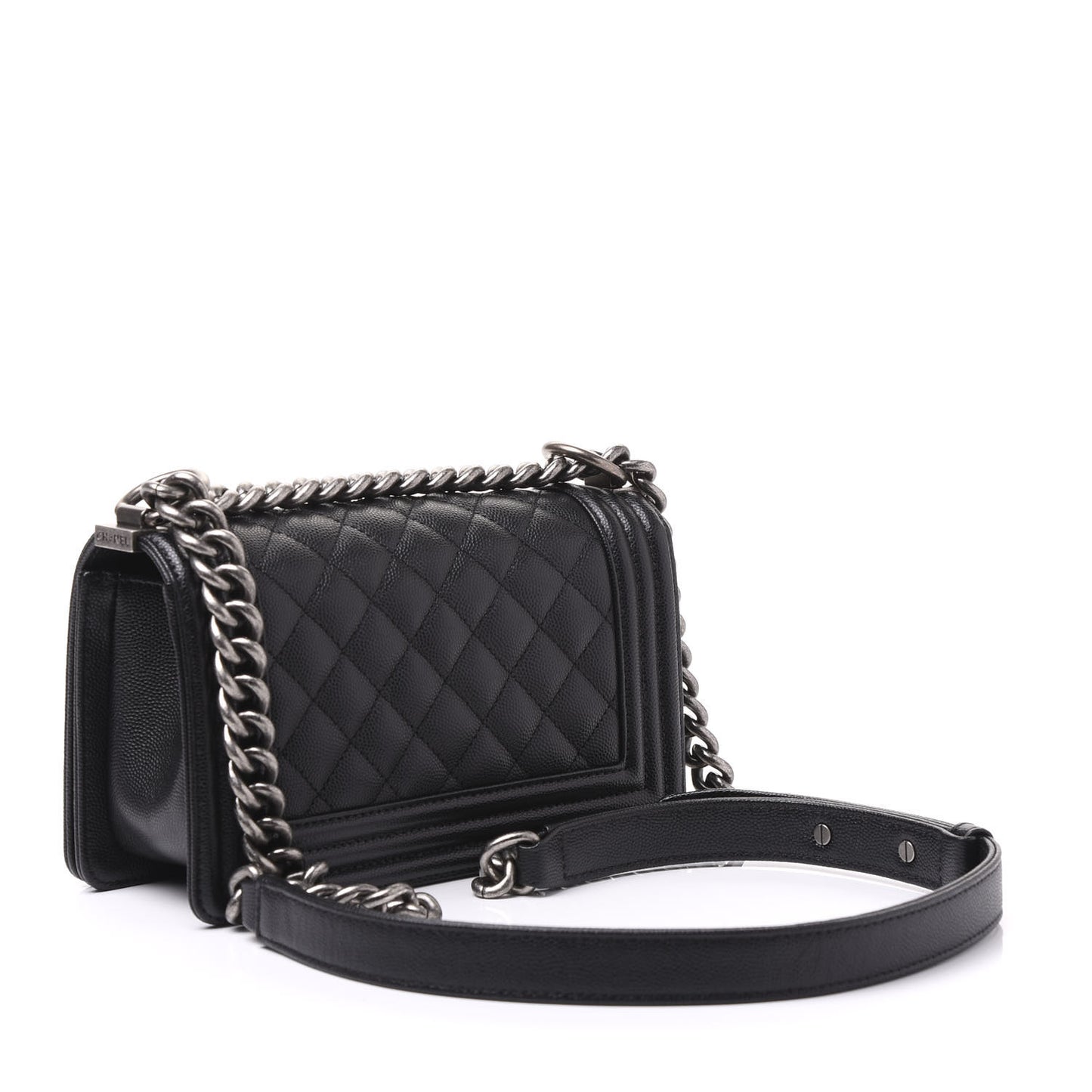 Caviar Quilted Small Boy Flap Black