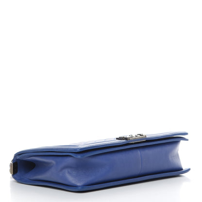 Chanel Grained Calfskin Quilted Large Boy Flap Blue 4 of 14