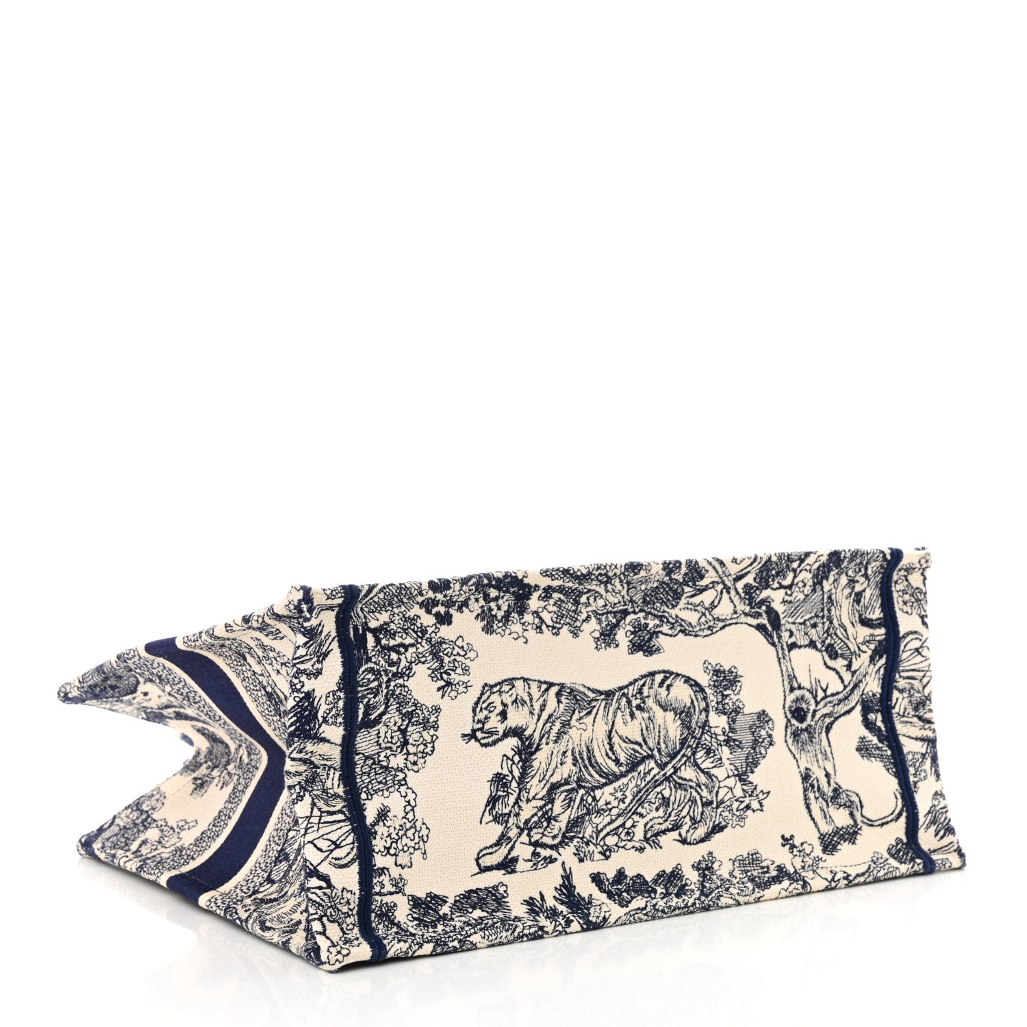 Christian Dior Canvas Embroidered Medium Dioriviera Toile De Jouy Book Tote Blue 4 of 13