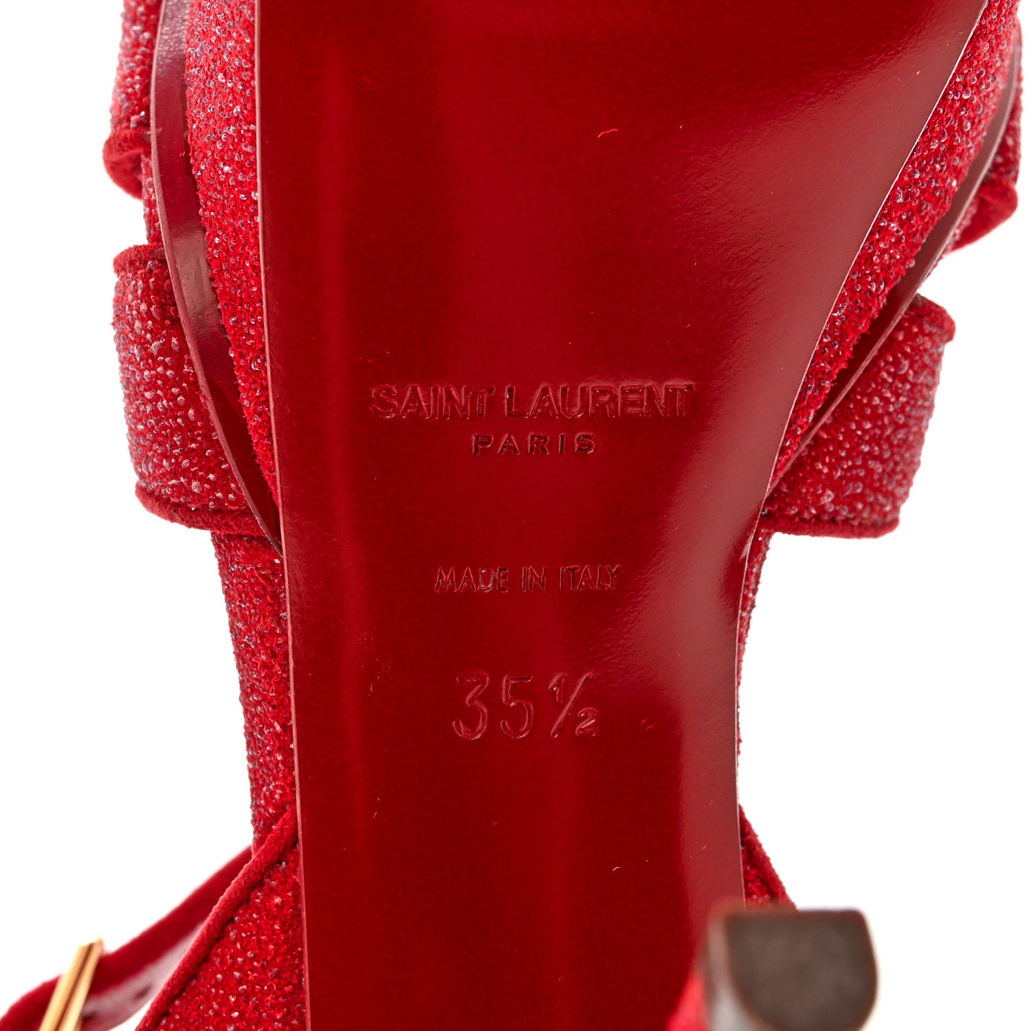 Saint Laurent Suede Quartz Tribute 75 Platform Sandals 35.5 Lipstick 6 of 10