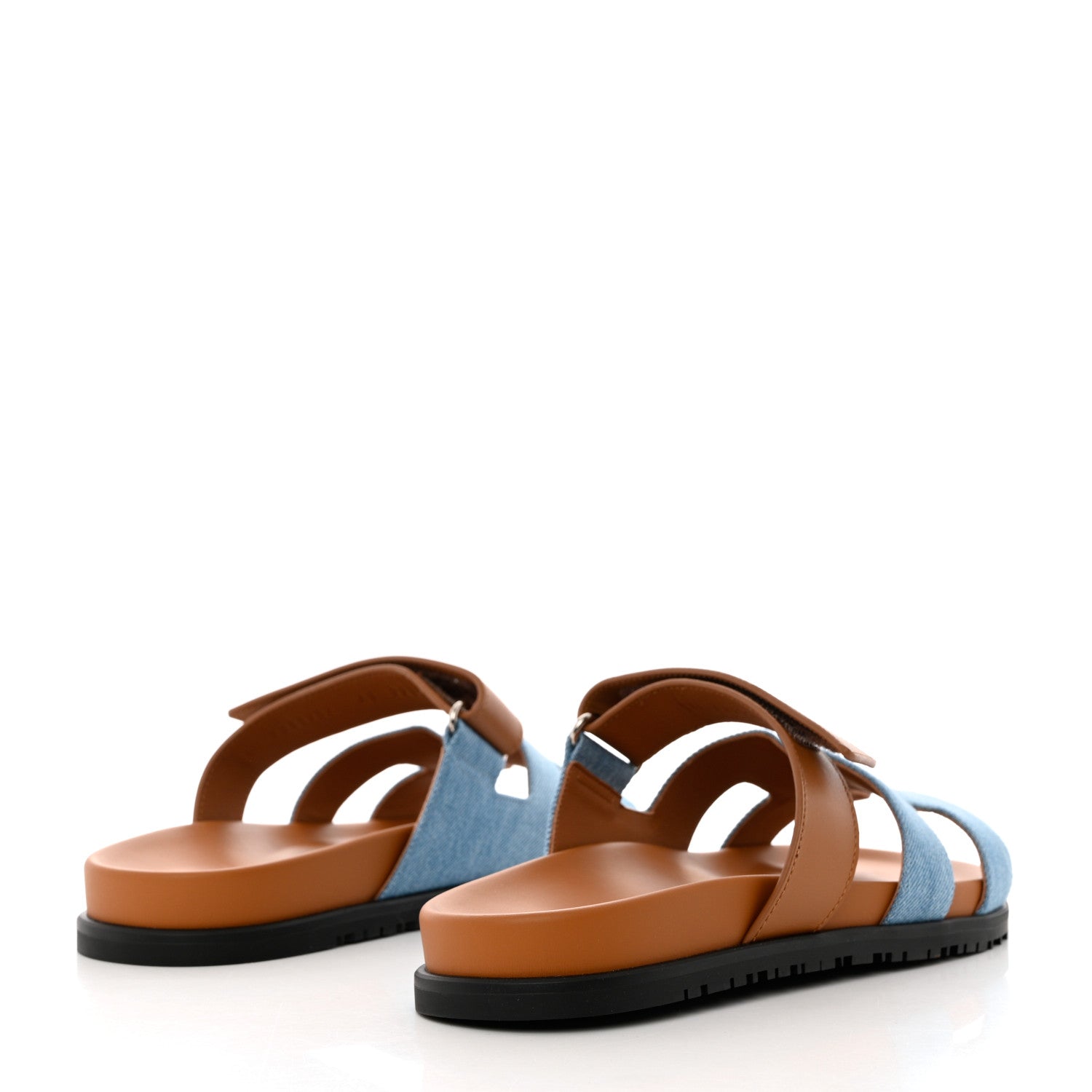 Hermes Denim Calfskin Womens Chypre Sandals 41 Bleu Clair Naturel 4 of 9