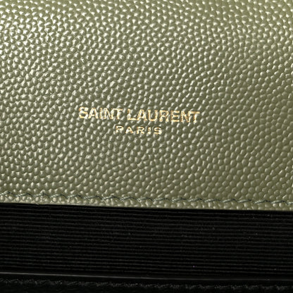 Saint Laurent Grain De Poudre Textured Mixed Matelasse Triquilt Medium Monogram Satchel Light Sage 6 of 11