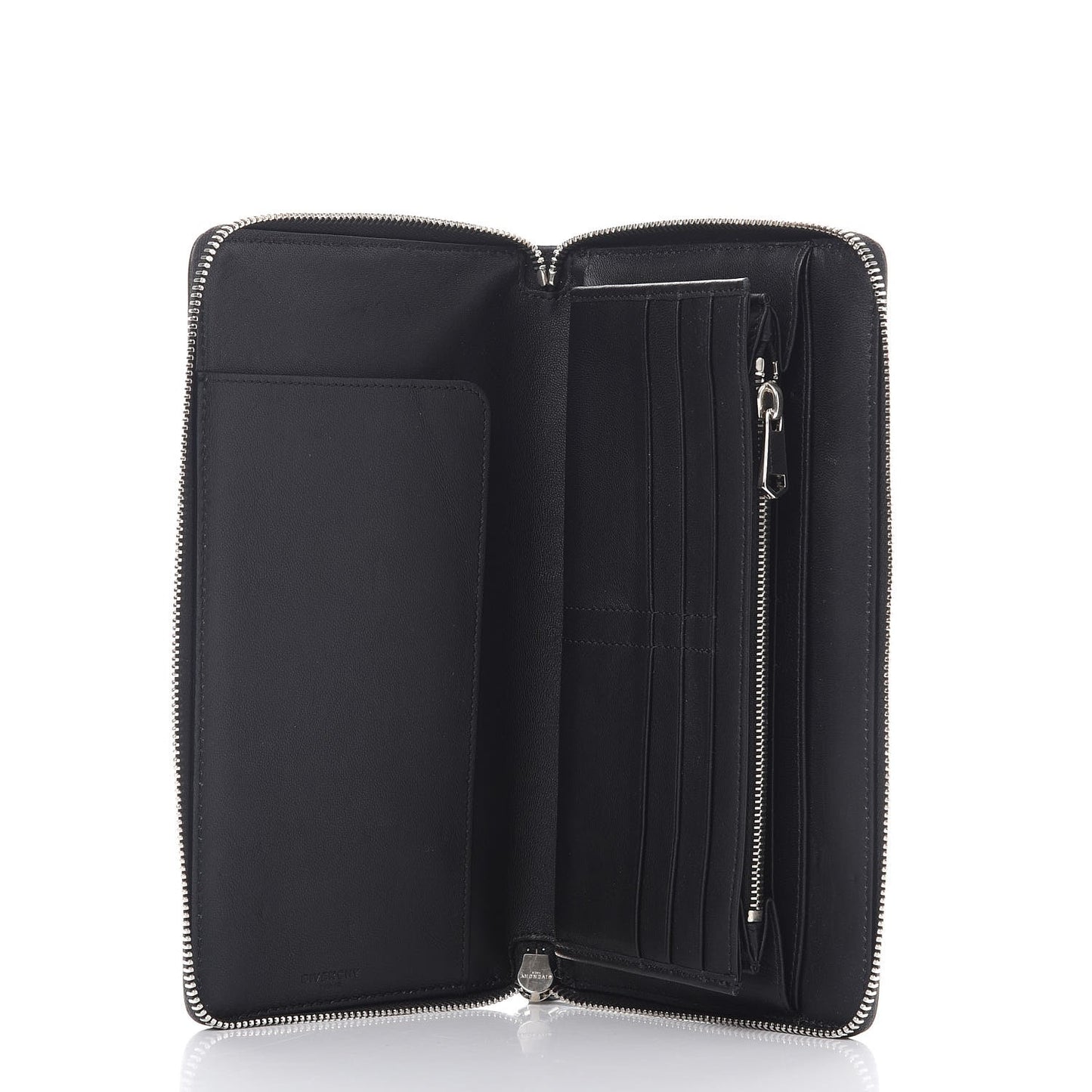 Calfskin Star Pandora Zip Around Wallet Black White