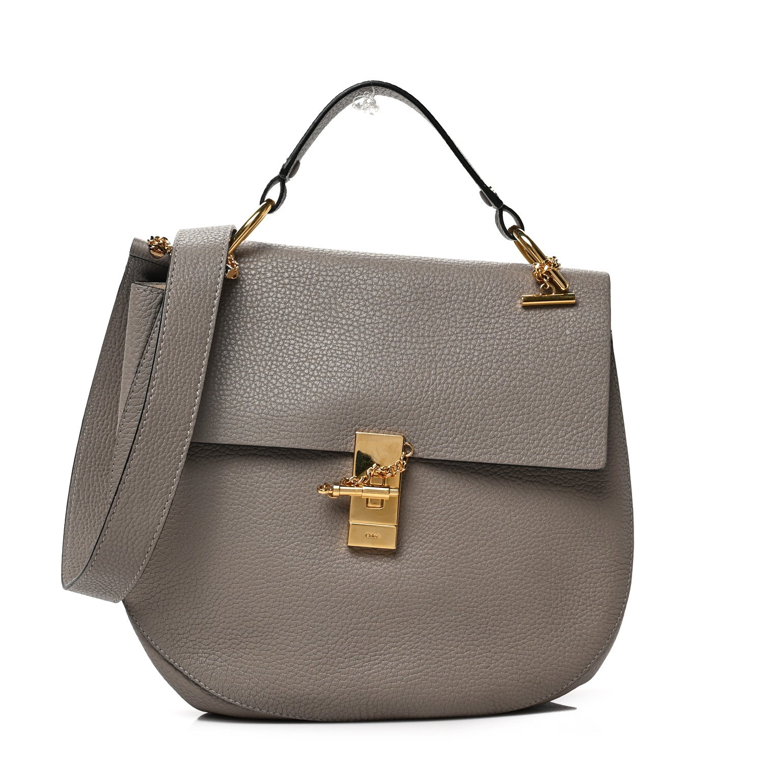 Chloe Grained Lambskin Large Drew Shoulder Bag Motty Grey 1 of 11