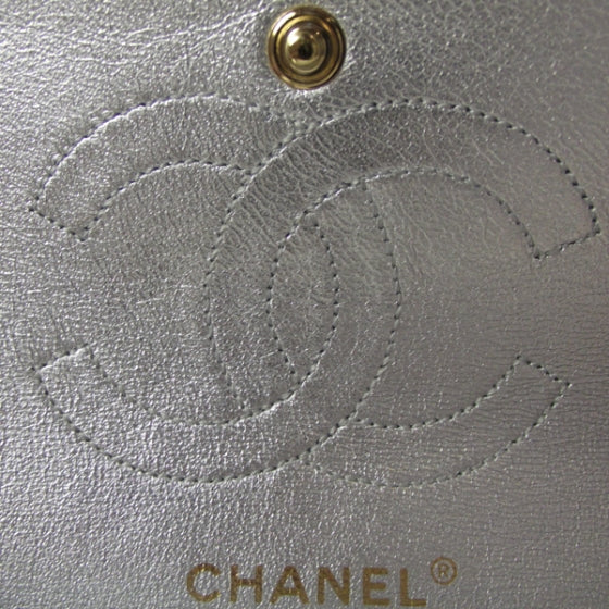 Lambskin Medium Double Flap Matte Silver