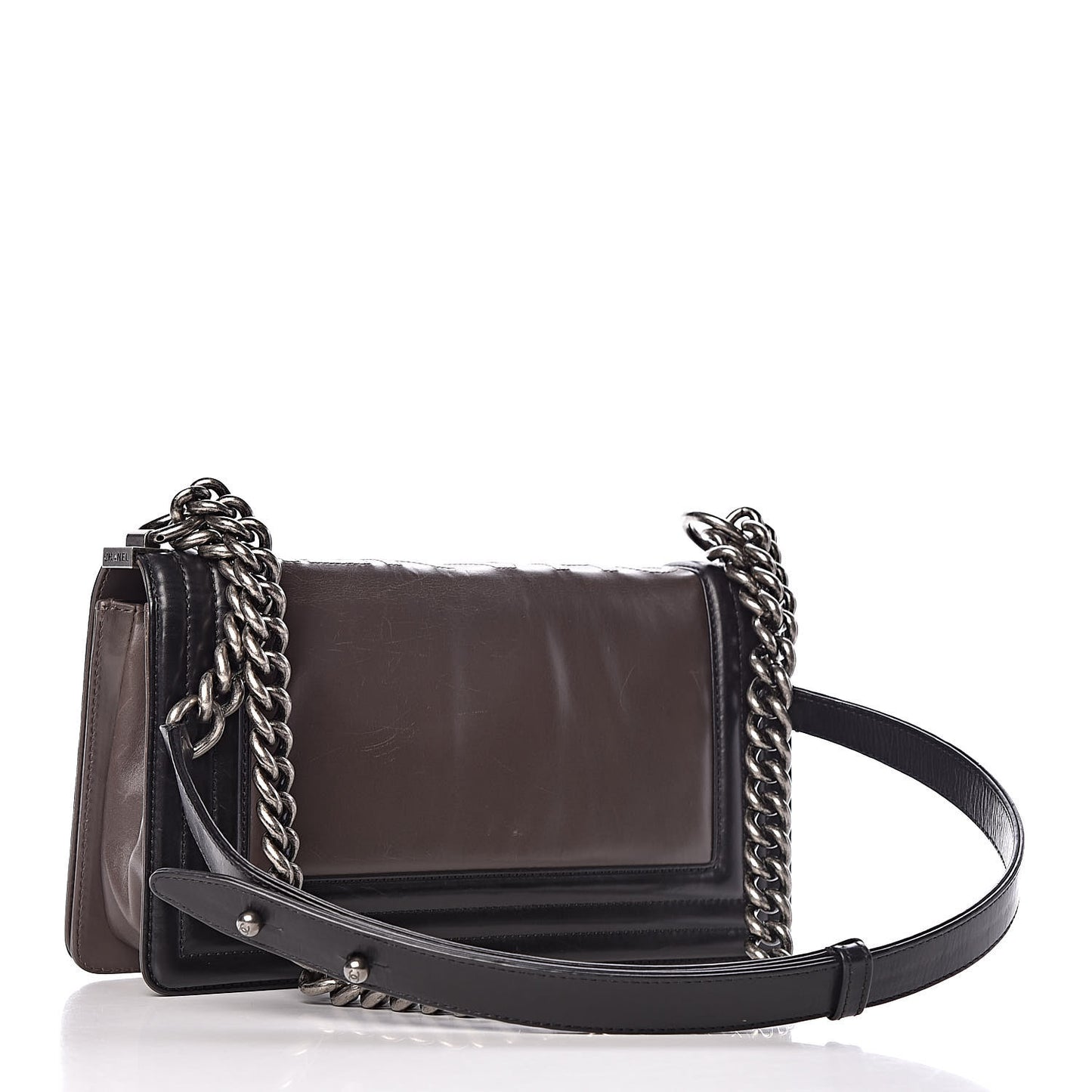 Glazed Calfskin Medium Boy Flap Grey