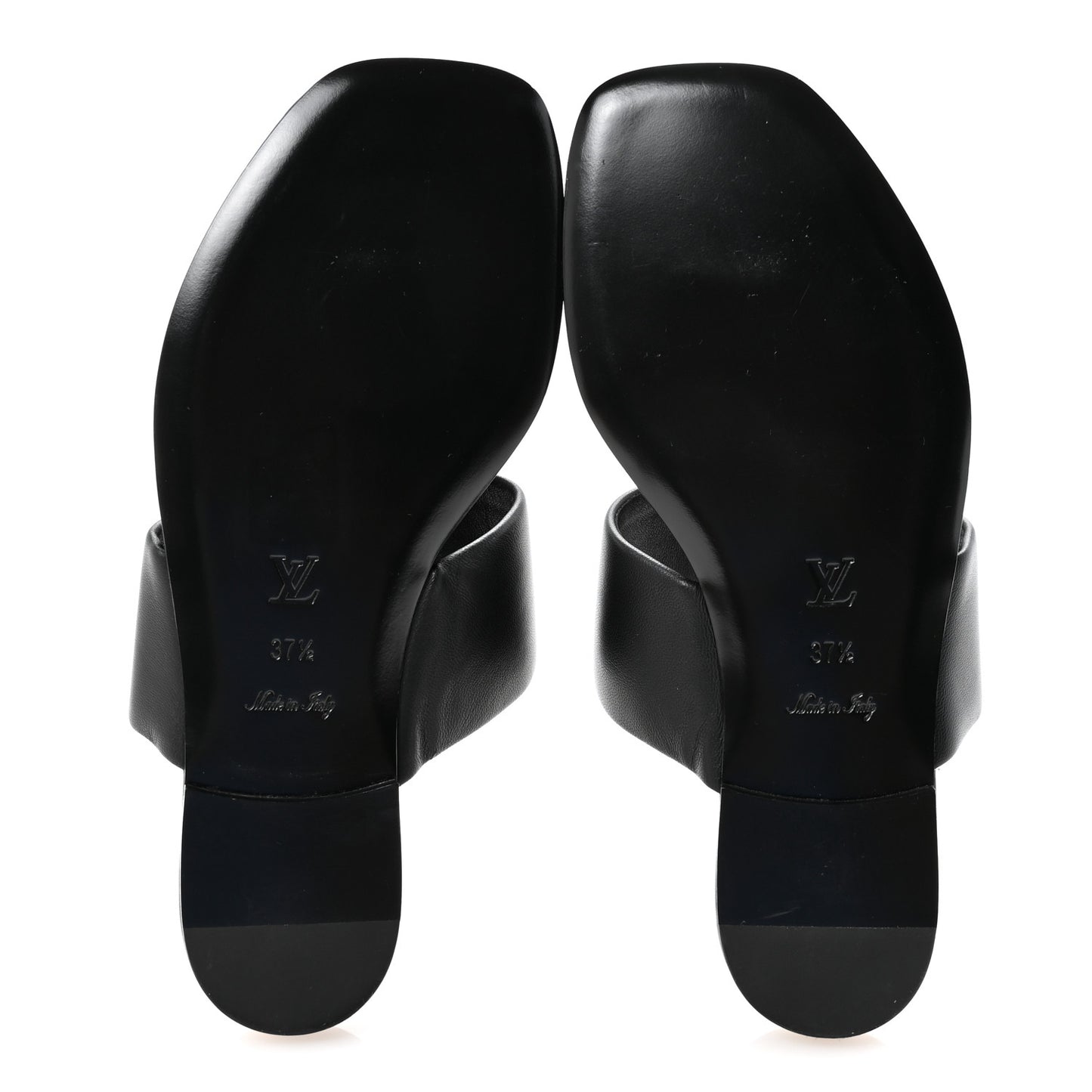 Lambskin Embossed Monogram Drapy Flat Thong Sandal 37.5 Black