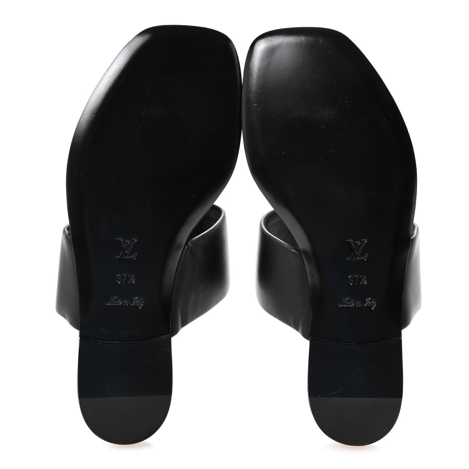 Louis Vuitton Lambskin Embossed Monogram Drapy Flat Thong Sandal 37.5 Black 6 of 9