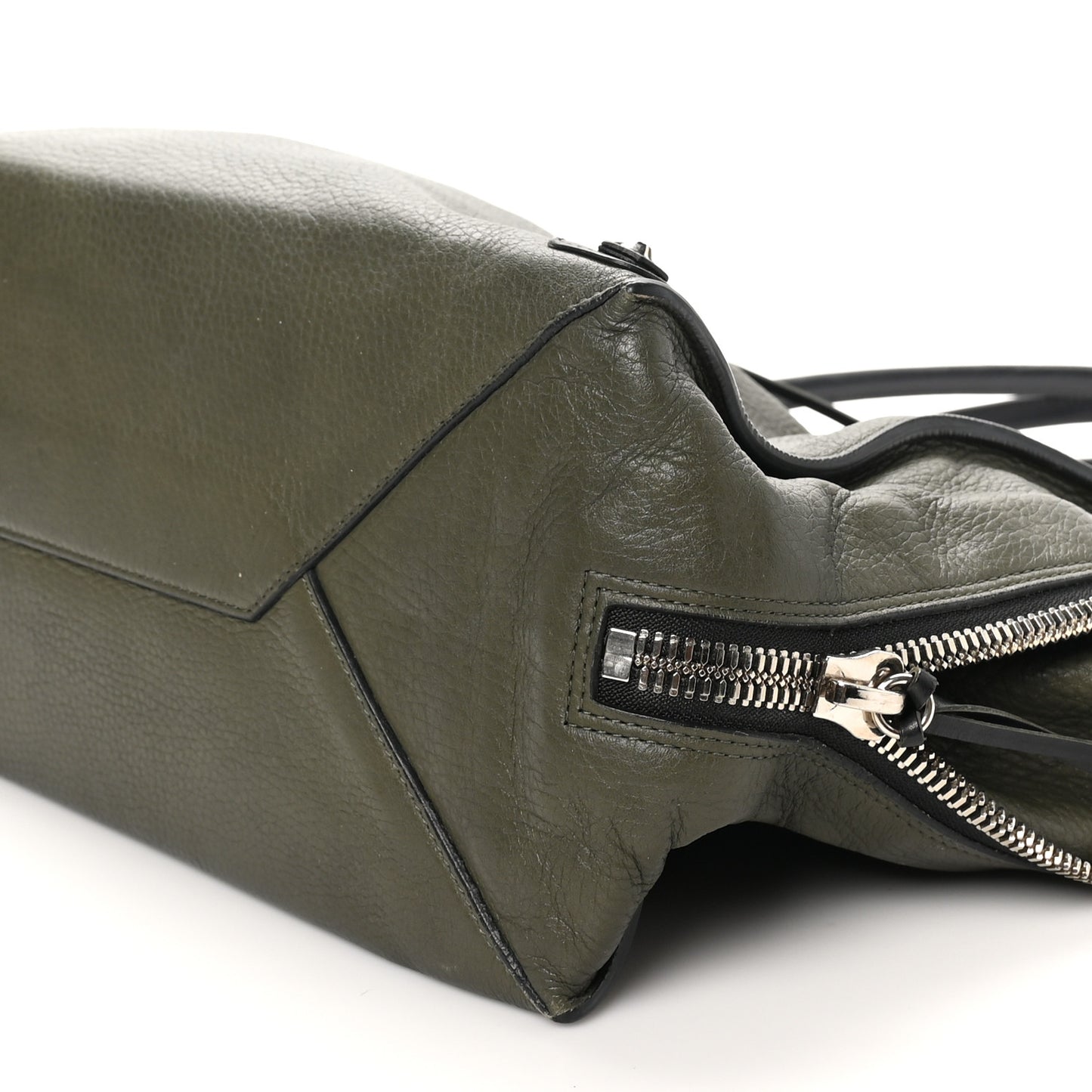 Supple Calfskin Papier A4 Zip Around Tote Green Black