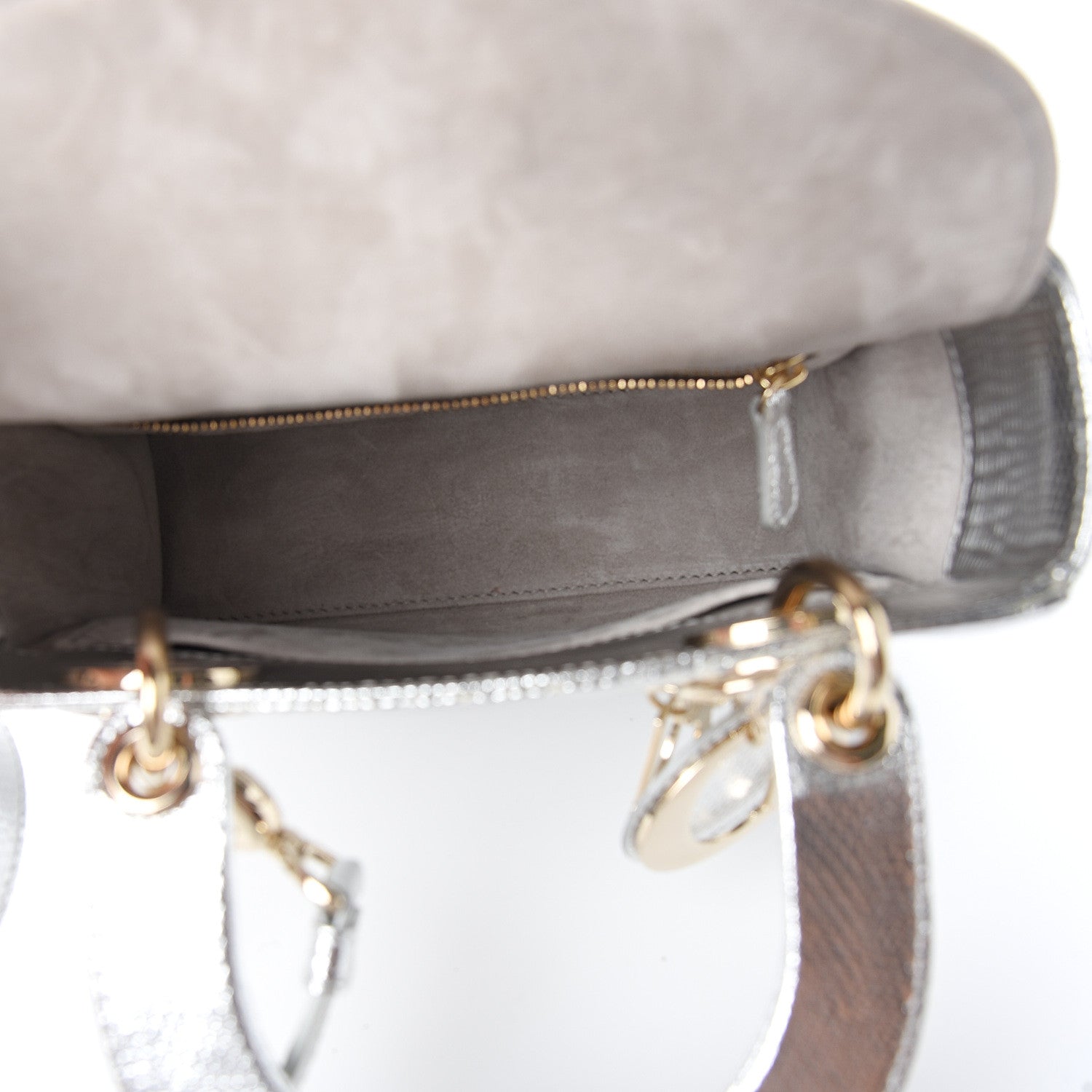 Christian Dior Metallic Lizard Small Lady Dior Argent 4 of 9