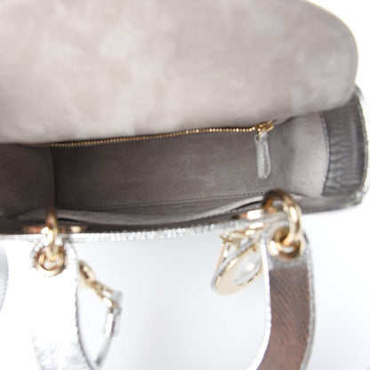 Christian Dior Metallic Lizard Small Lady Dior Argent 4 of 9