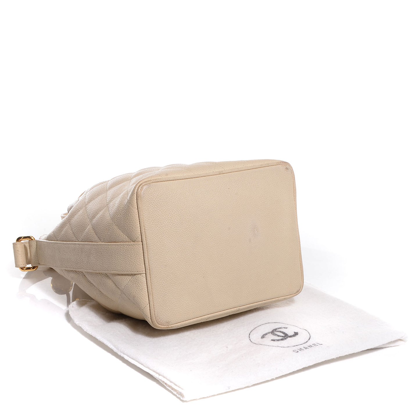 Caviar Drawstring Shoulder Bag Beige