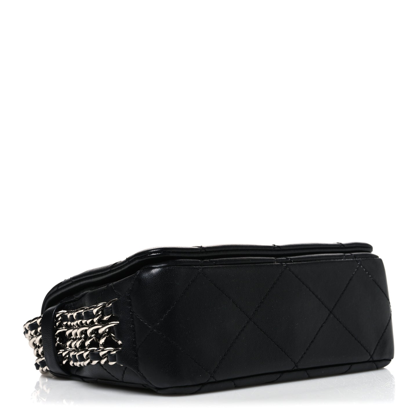 Lambskin Quilted Mini Chain Rows Flap Black