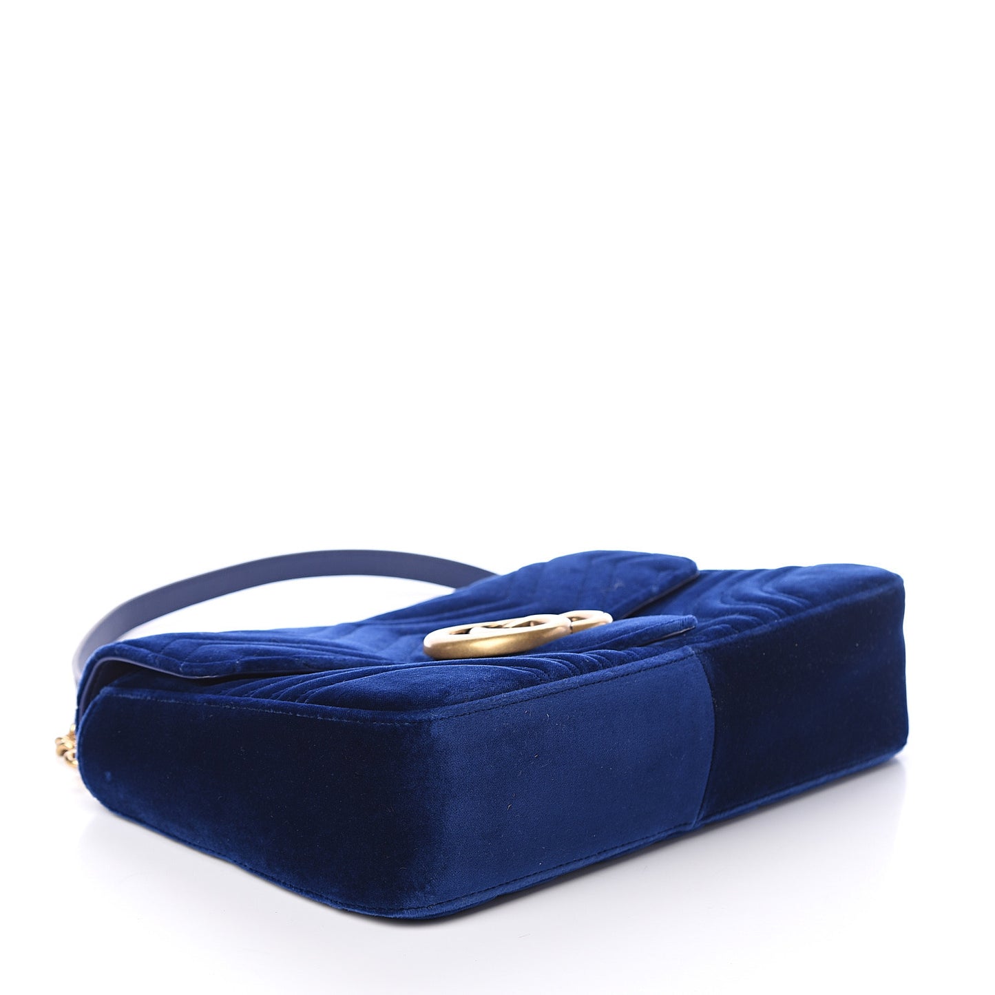 Velvet Matelasse Medium GG Marmont Shoulder Bag Cobalt Blue