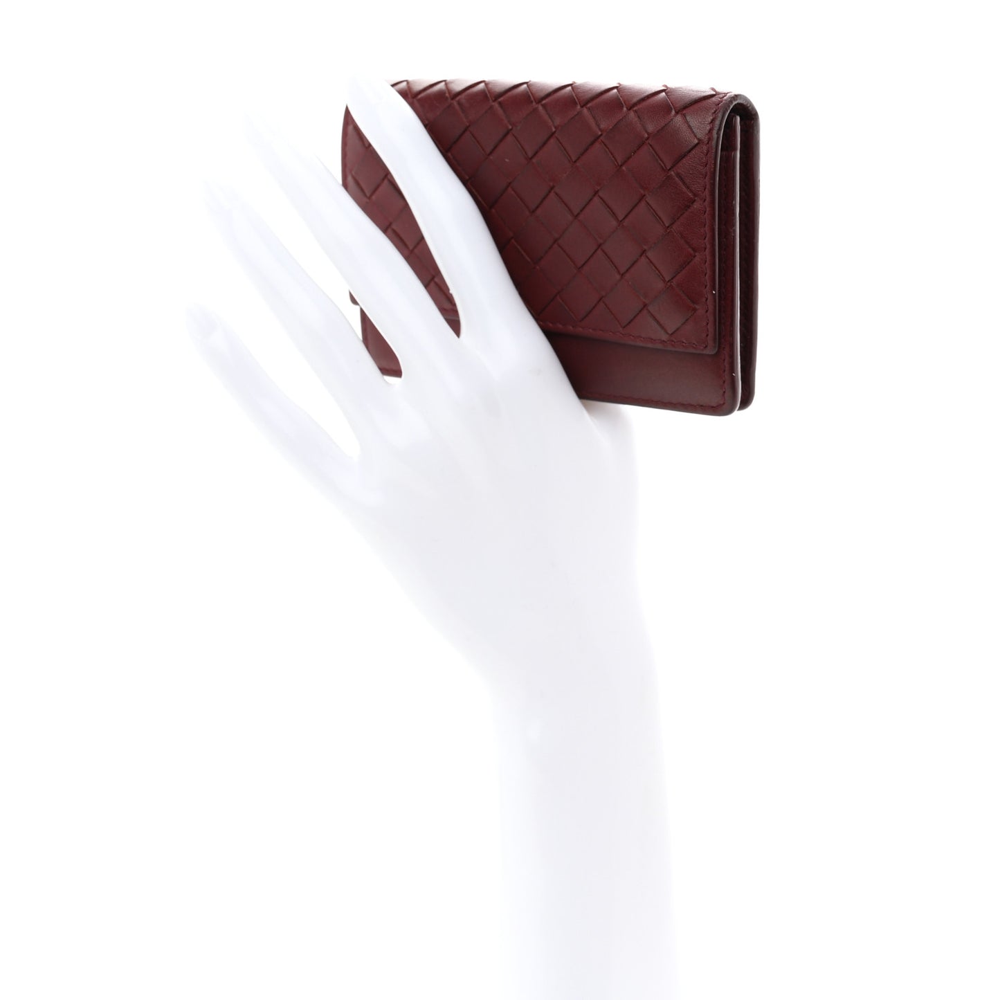 Nappa Intrecciato Card Holder Bordeaux