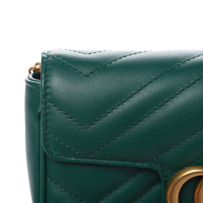 Gucci Calfskin Matelasse Super Mini GG Marmont Shoulder Bag Emerald Green 9 of 10