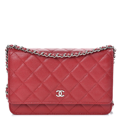 Chanel Caviar Quilted Wallet On Chain WOC Red 1 of 11