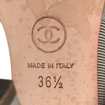 Chanel Lambskin Grosgrain Bow CC Sandals 36.5 Gris 8 of 15