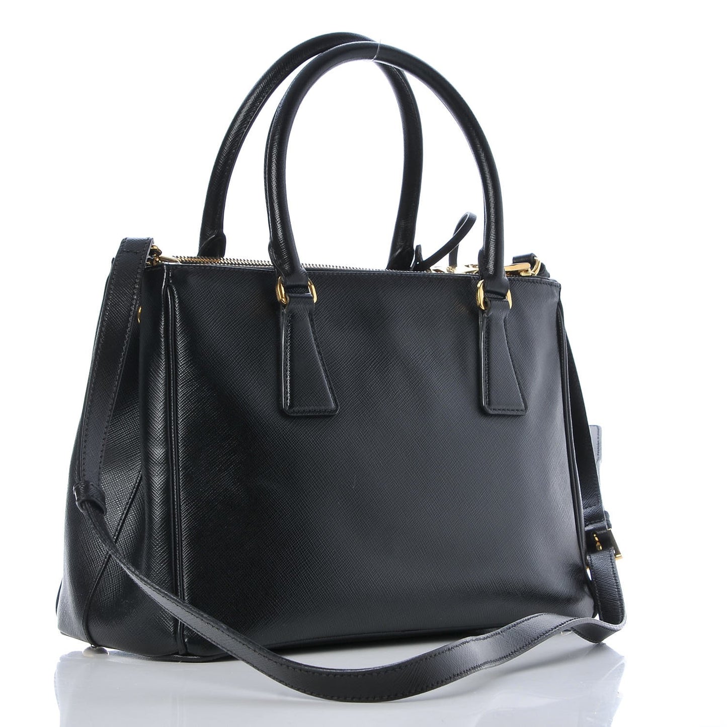 Saffiano Small Galleria Double Zip Tote Black