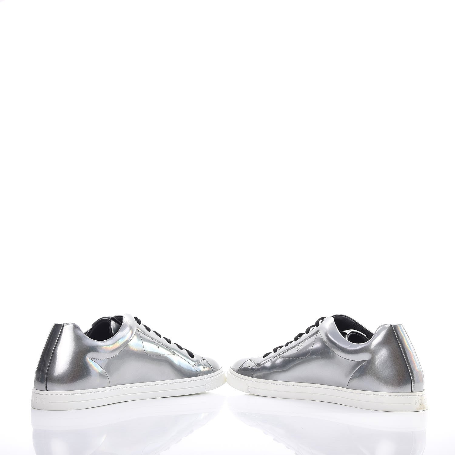 Fendi Patent Monster Bag Bug Mens Low Top Sneakers 8 Argento 5 of 13